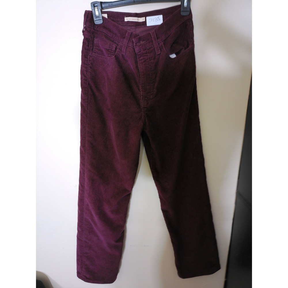 Levi's Ribcage Straight Ankle Pants Womens 27 Burgundy Corduroy High Rise